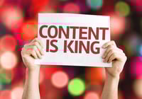 Content is King card with colorful background with defocused lights Content is King card with colorful background with defocused lights