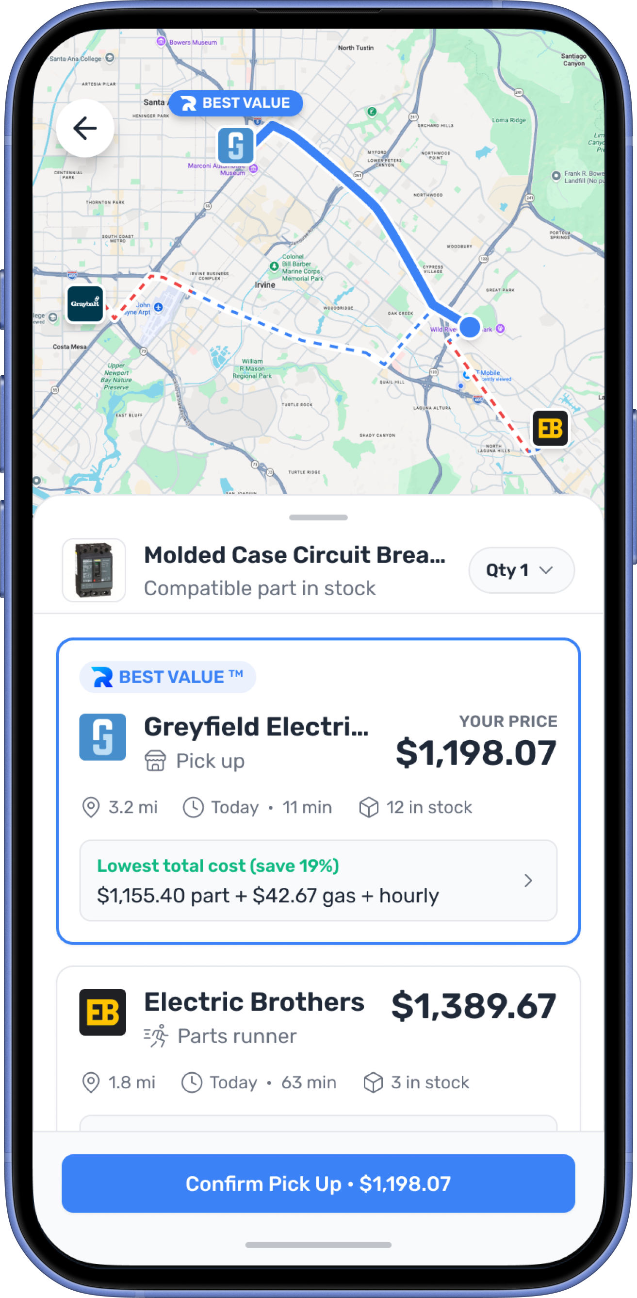 Raiven Mobile best-value recommendation view
